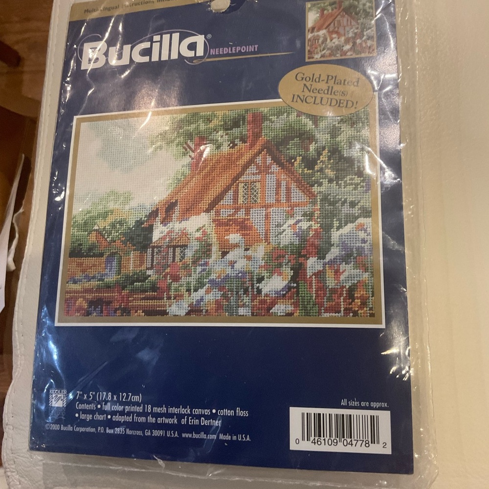 Bucilla Needlepoint Kit with Rustic Cottage and Ducks